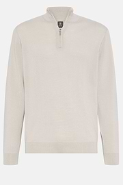 Maglia Mezza Zip Grigio Chiaro In Lana Merino, Light grey, hi-res