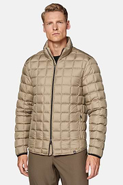 Bomber Jacket In Technical Fabric With Goose Down, Beige, hi-res