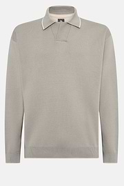 Taupe Polo Jumper In Organic Cotton And Nylon, Taupe, hi-res