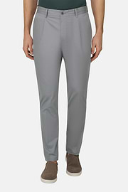 Pantaloni In Cotone, Grigio, thumb, 1