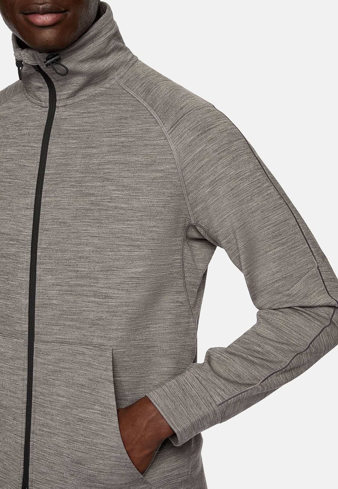 Sweat-Shirt Full Zip En Mélange Coton Scuba Léger, Gris, hi-res