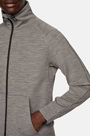 Sweat-Shirt Full Zip En Mélange Coton Scuba Léger, Gris, hi-res