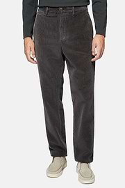 Trousers in Stretch Velvet, Charcoal, hi-res