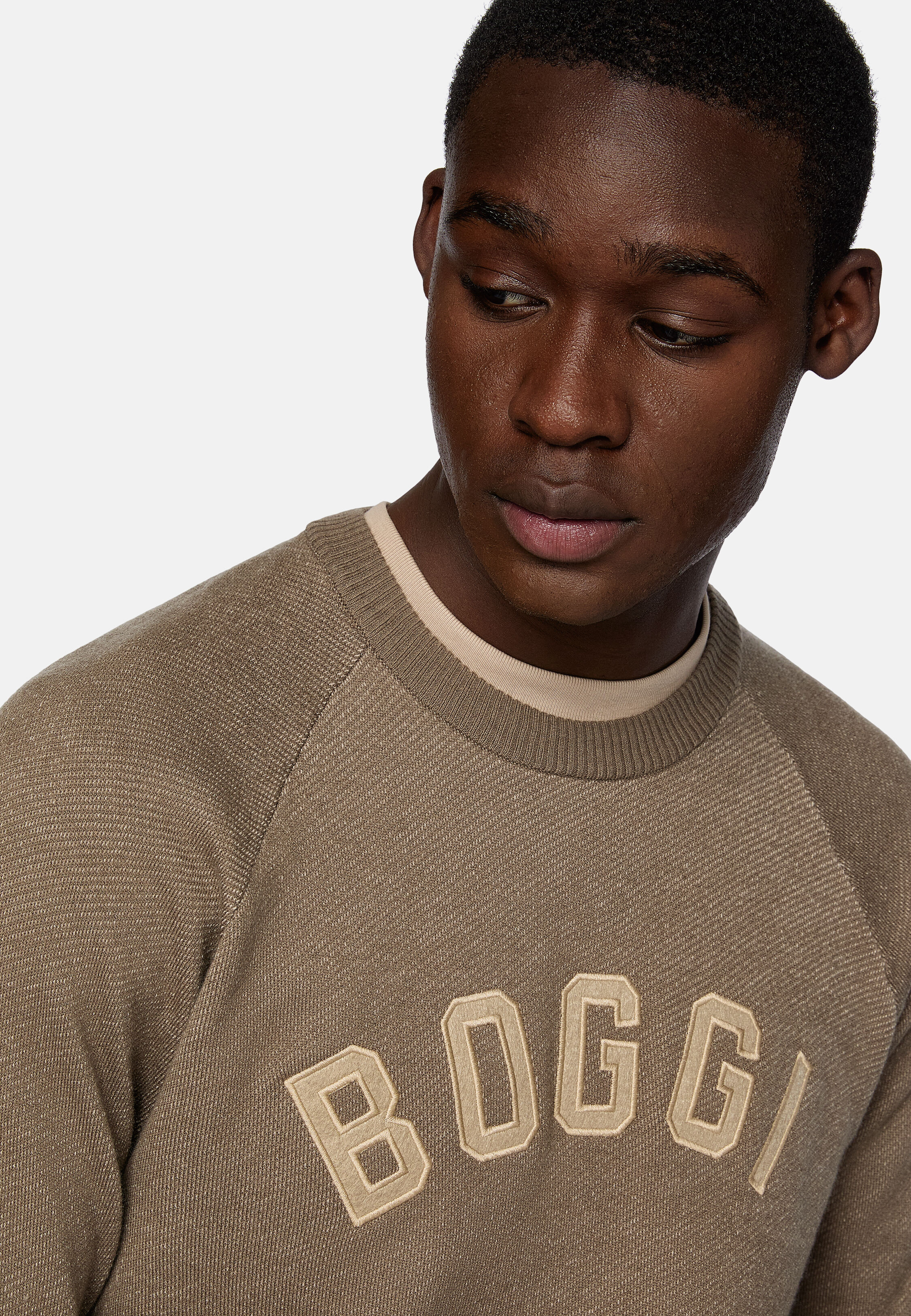 Brown crew neck jumper clearance