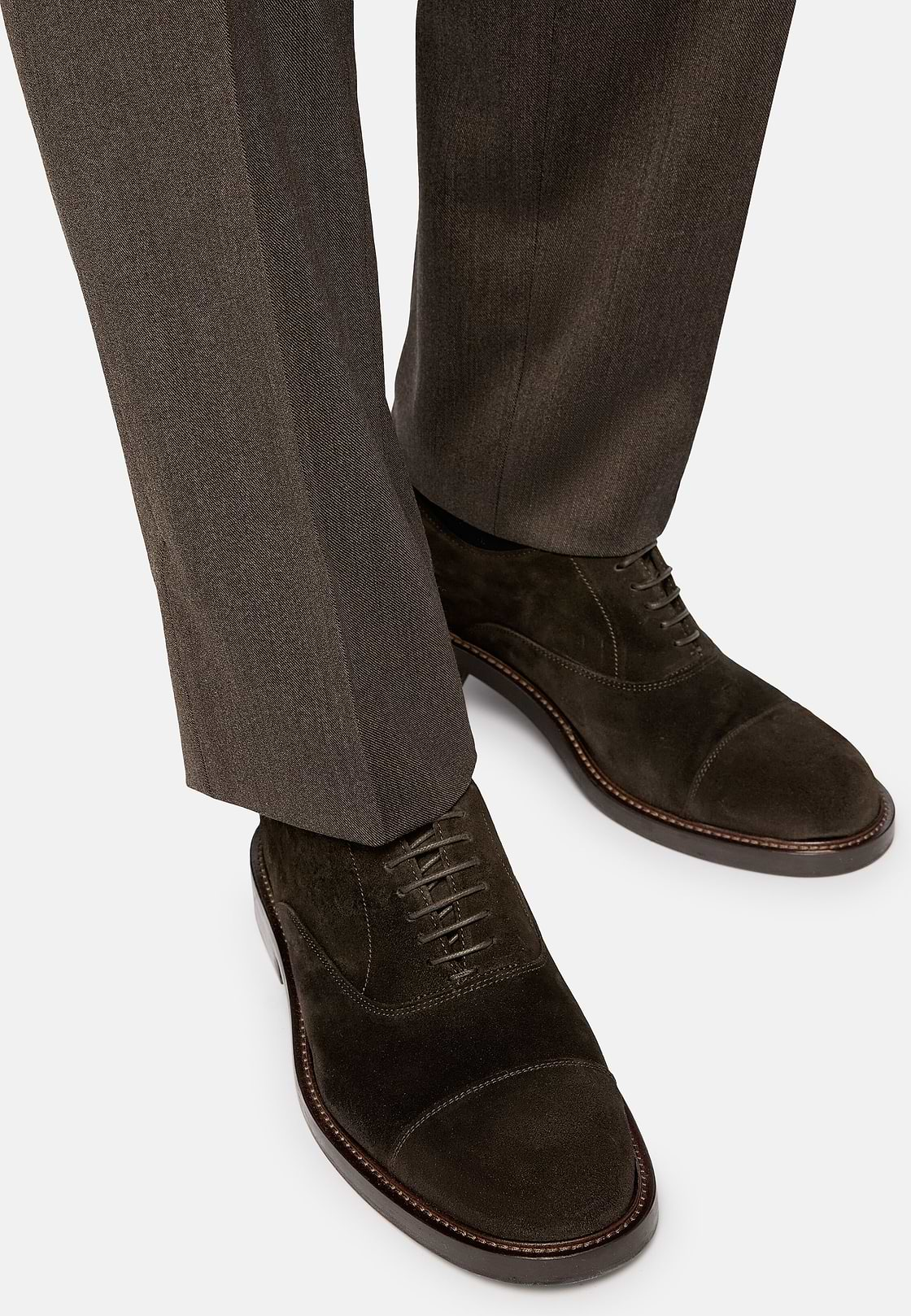 Chaussures Modèle Oxford En Daim, Marron, hi-res