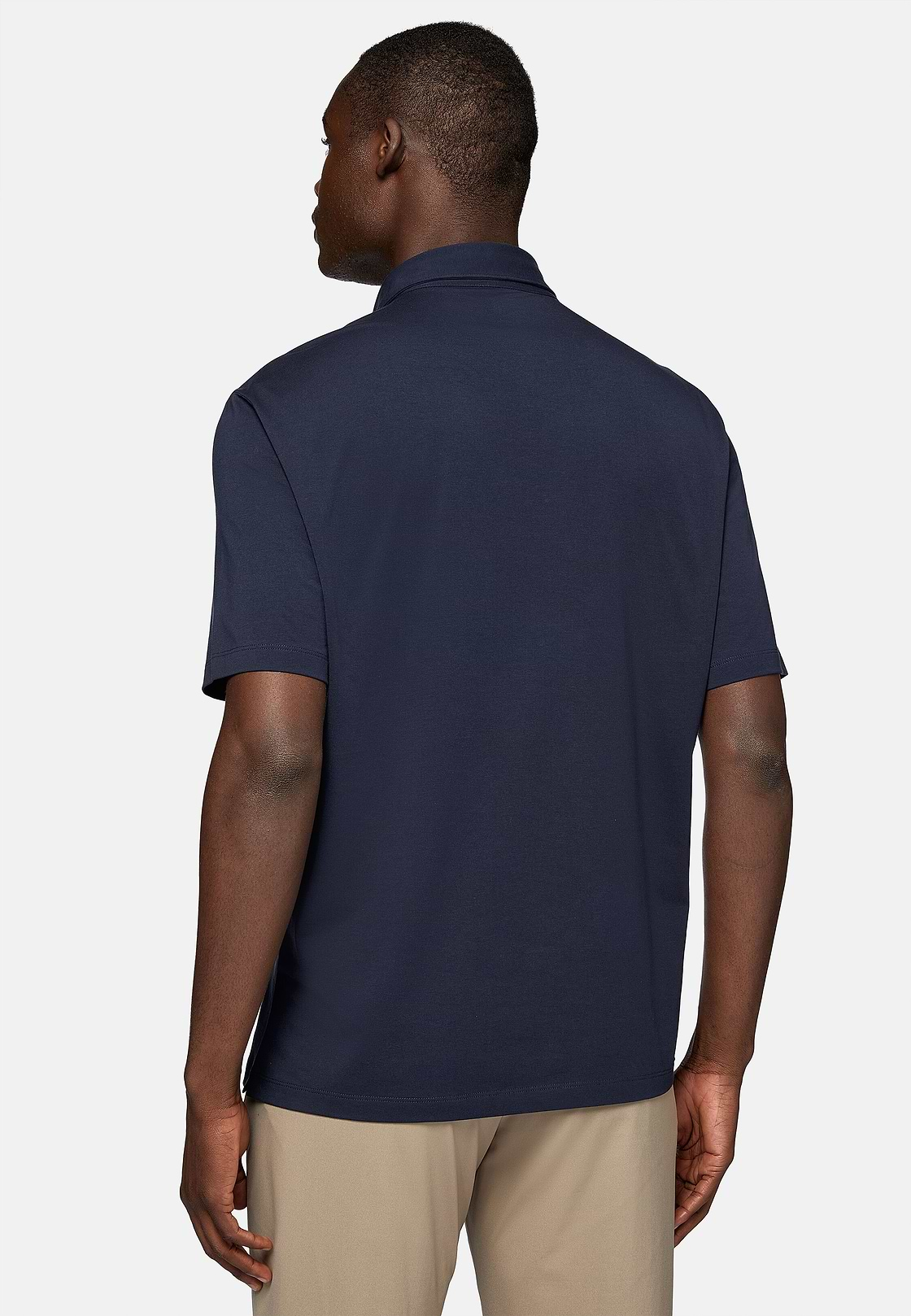 Polo In Cotone Supima Elasticizzato, Navy, hi-res