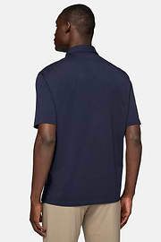 Polo In Cotone Supima Elasticizzato, Navy, hi-res