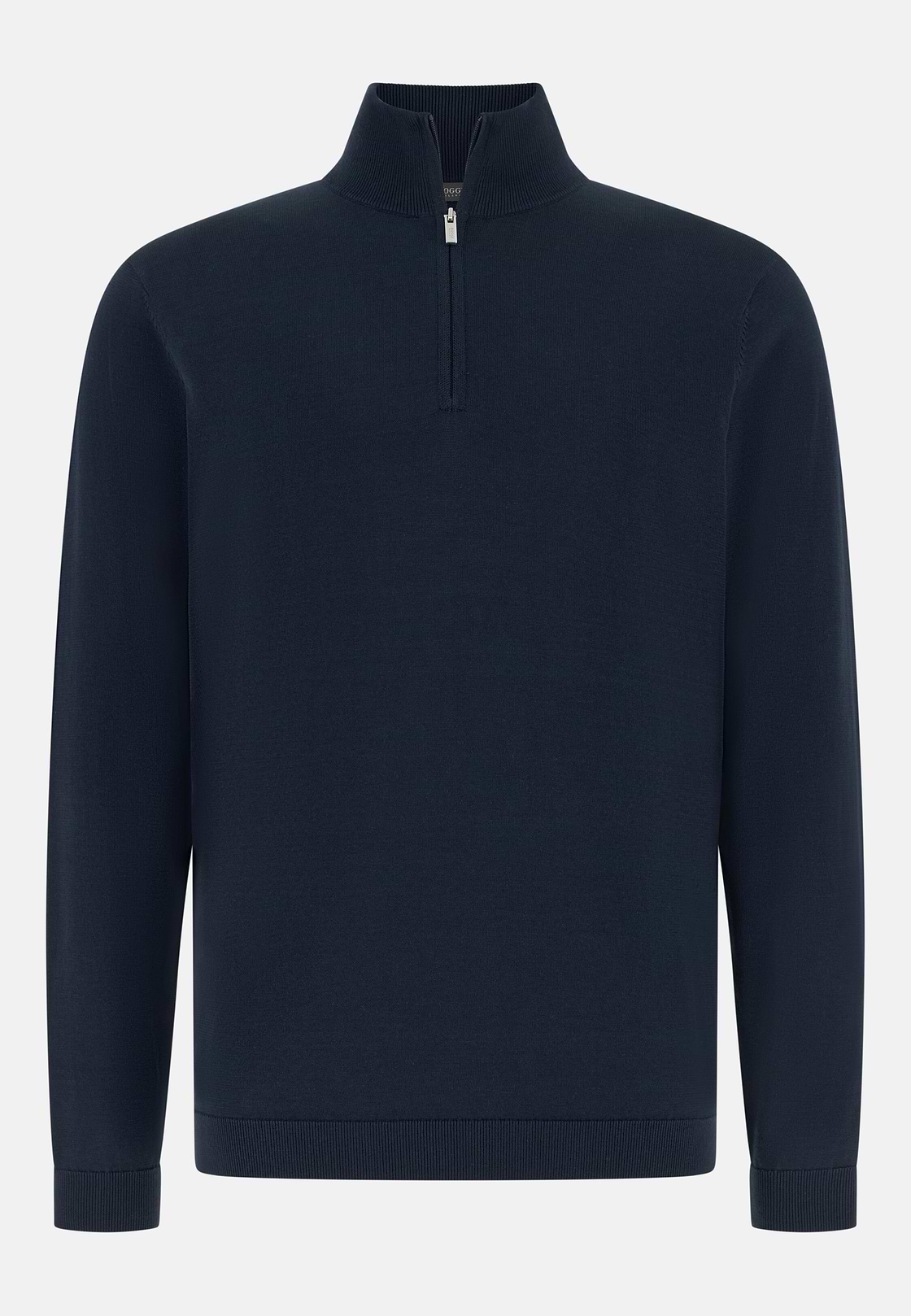 Maglia Mezza Zip In Cotone Seta, Navy, hi-res, 5