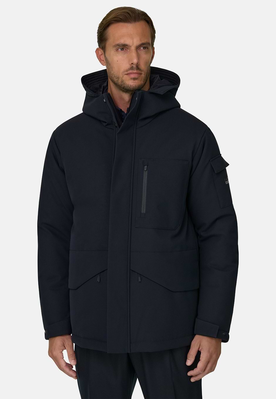 Parka Padded in Technical Fabric B Tech, Navy blue, hi-res