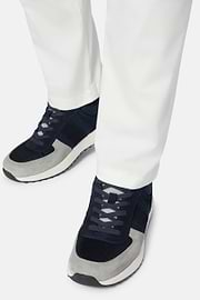 Navyblauer Running Sneaker aus Leder, Navy blau, hi-res