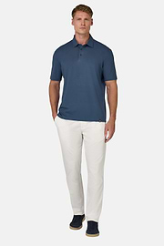 Polo Shirt In Stretch Supima Cotton, Blue, hi-res