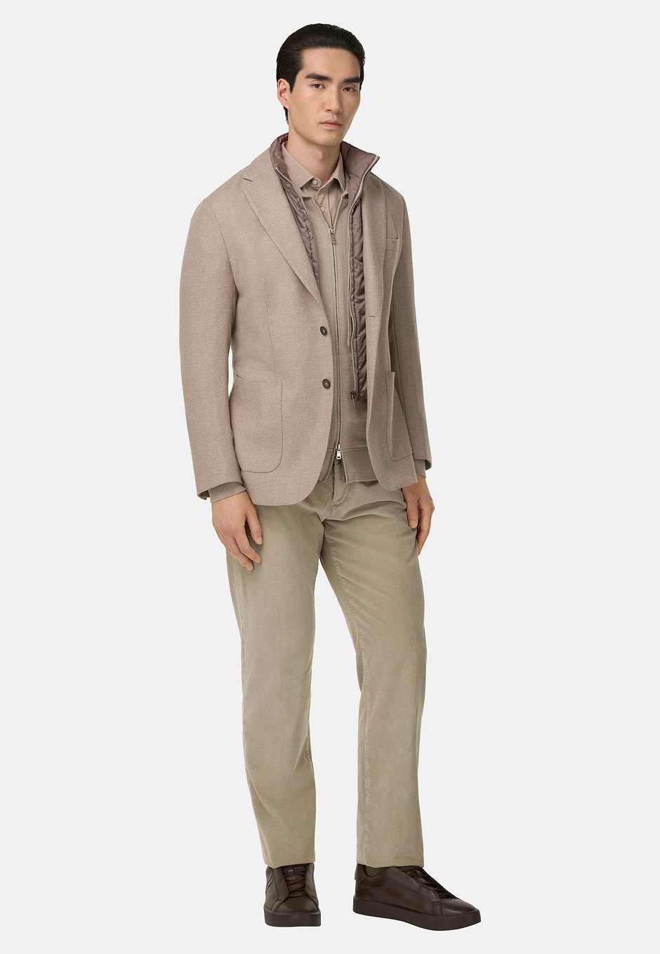 Wool Blend Jacket with Removable Gilet, Beige, hi-res