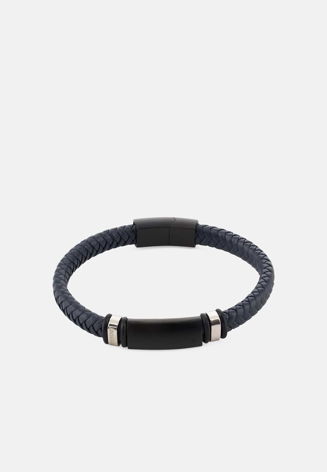 Braided Leather Bracelet, Blue, hi-res, 1