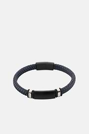 Braided Leather Bracelet, Blue, thumb, 1