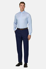 Camicia A Righe In Cotone Slim Fit, Azzurro, thumb, 2