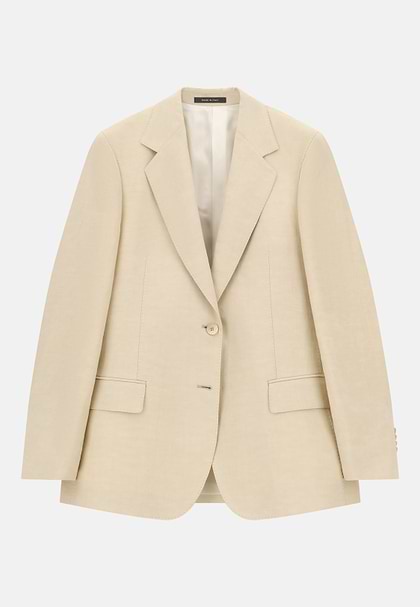 Linen Blend Jacket, Cream, hi-res
