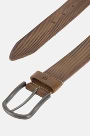 Gegraveerde lederen riem, Taupe, thumb, 2