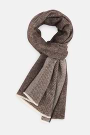 Scarf Micro Structured Jacquard Wool, Brown, thumb, 2