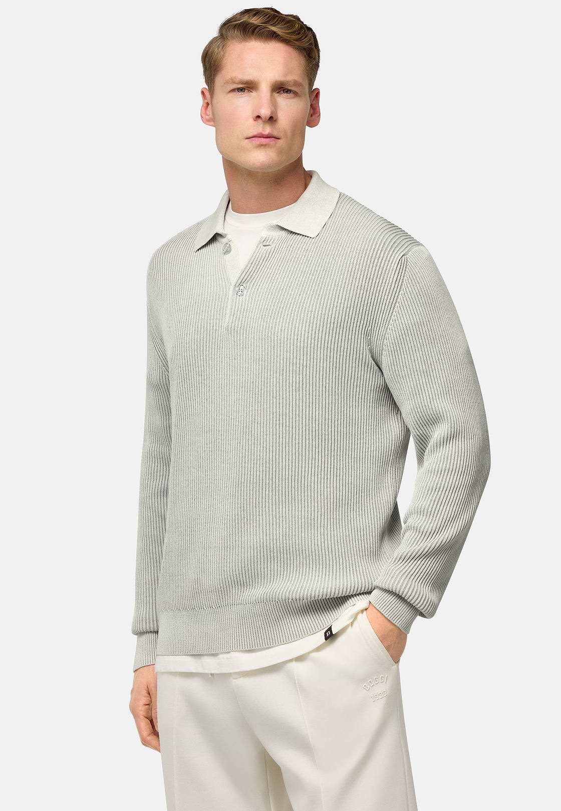 Polo Di Maglia In 100% Cotone Organico, Ghiaccio, hi-res
