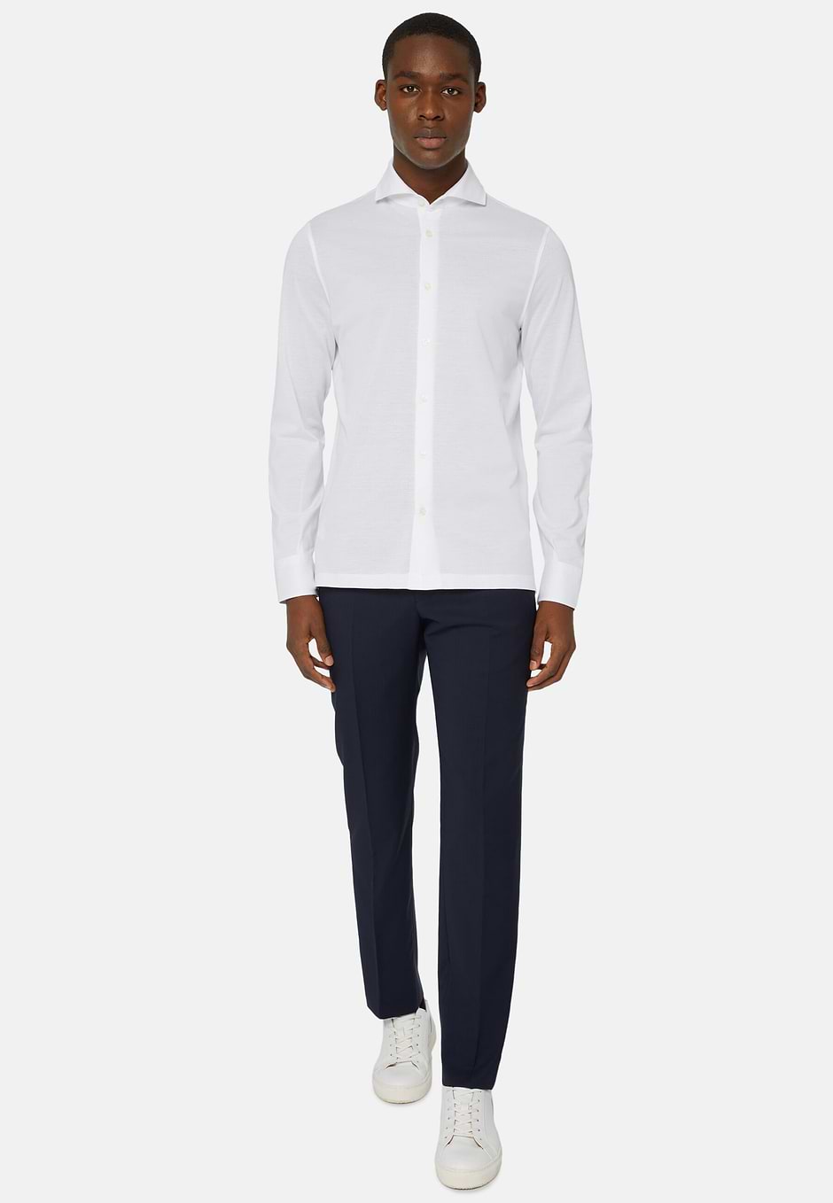 Slim Fit Polo Shirt in Filo Di Scozia Pique, White, hi-res