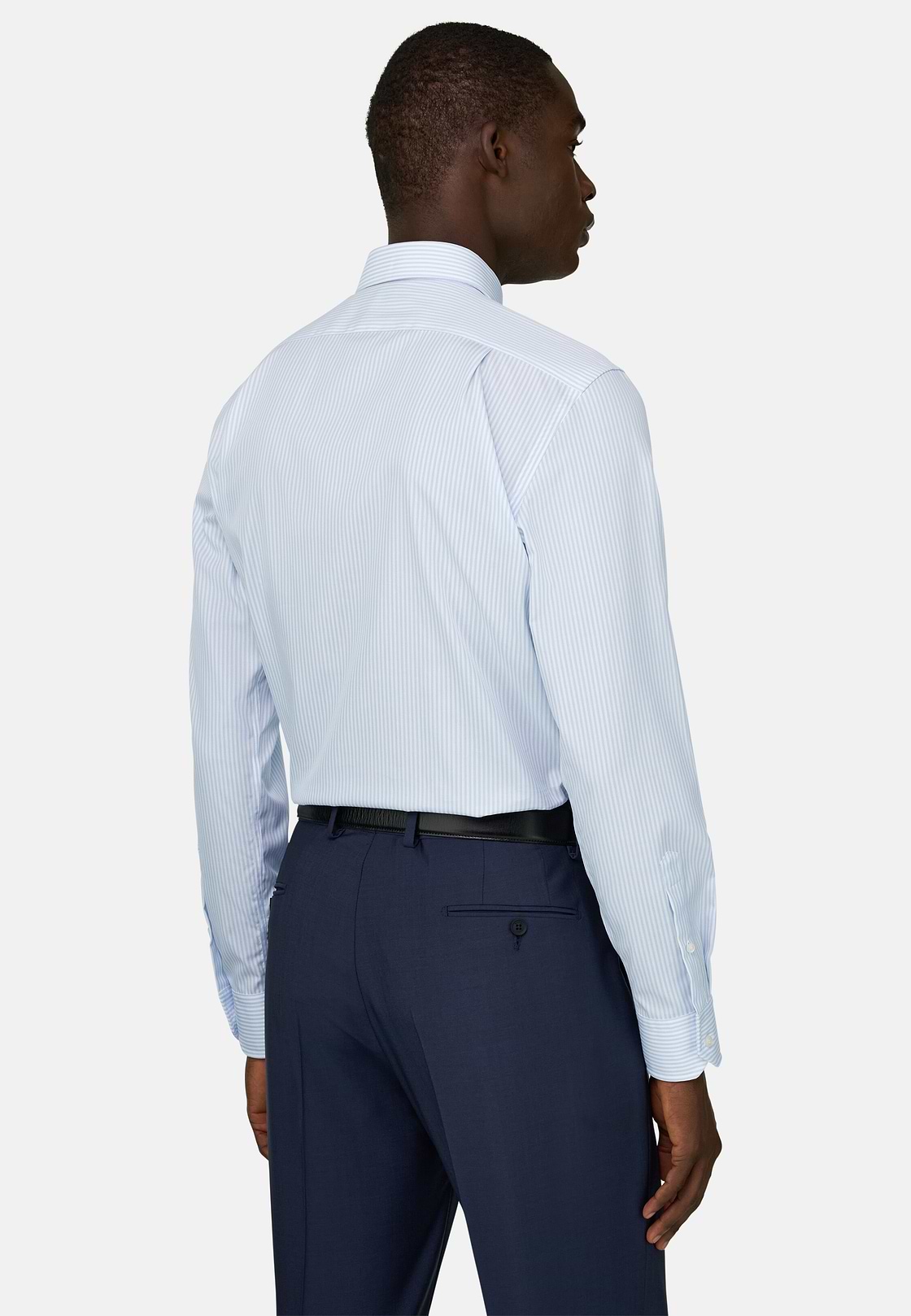Camicia A Righe In Cotone Regular Fit, Azzurro, hi-res, 3