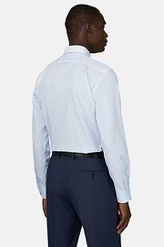 Camicia A Righe In Cotone Regular Fit, Azzurro, thumb, 3
