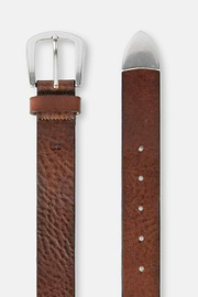 Leather Belt With Metal Tip, Brown, hi-res