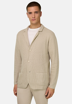 Single-Breasted Knitted Jacket in Mercerised Cotton