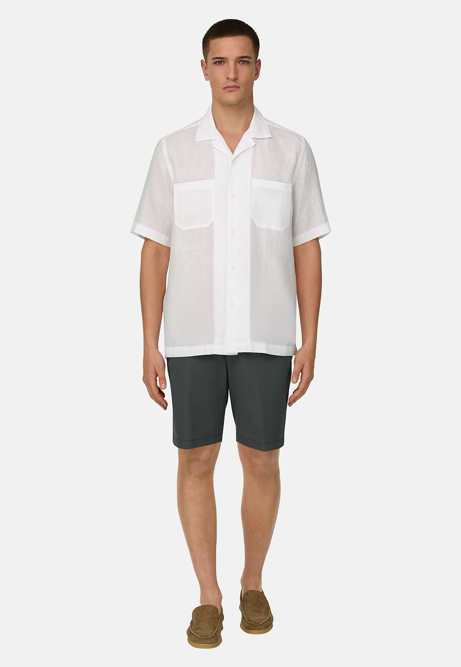 Regular Fit Linen Shirt, White, hi-res