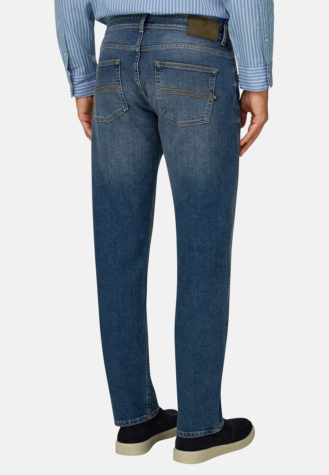 Jeans in Medium Blue Stretch Denim, Medium Blue, hi-res, 5