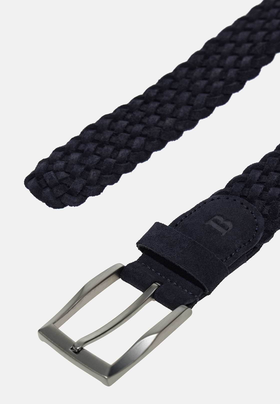 Ceinture Tressée En Daim, bleu marine, hi-res