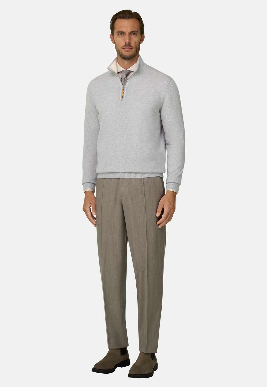 Quarter-Zip Jumper in Cashmere, Ice, hi-res, 2