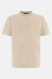 Strick-T-Shirt Aus Baumwollkrepp, Sand, thumb, 5