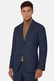 Blue Prince of Wales Check Suit In Super 130 Wool, Blue, hi-res