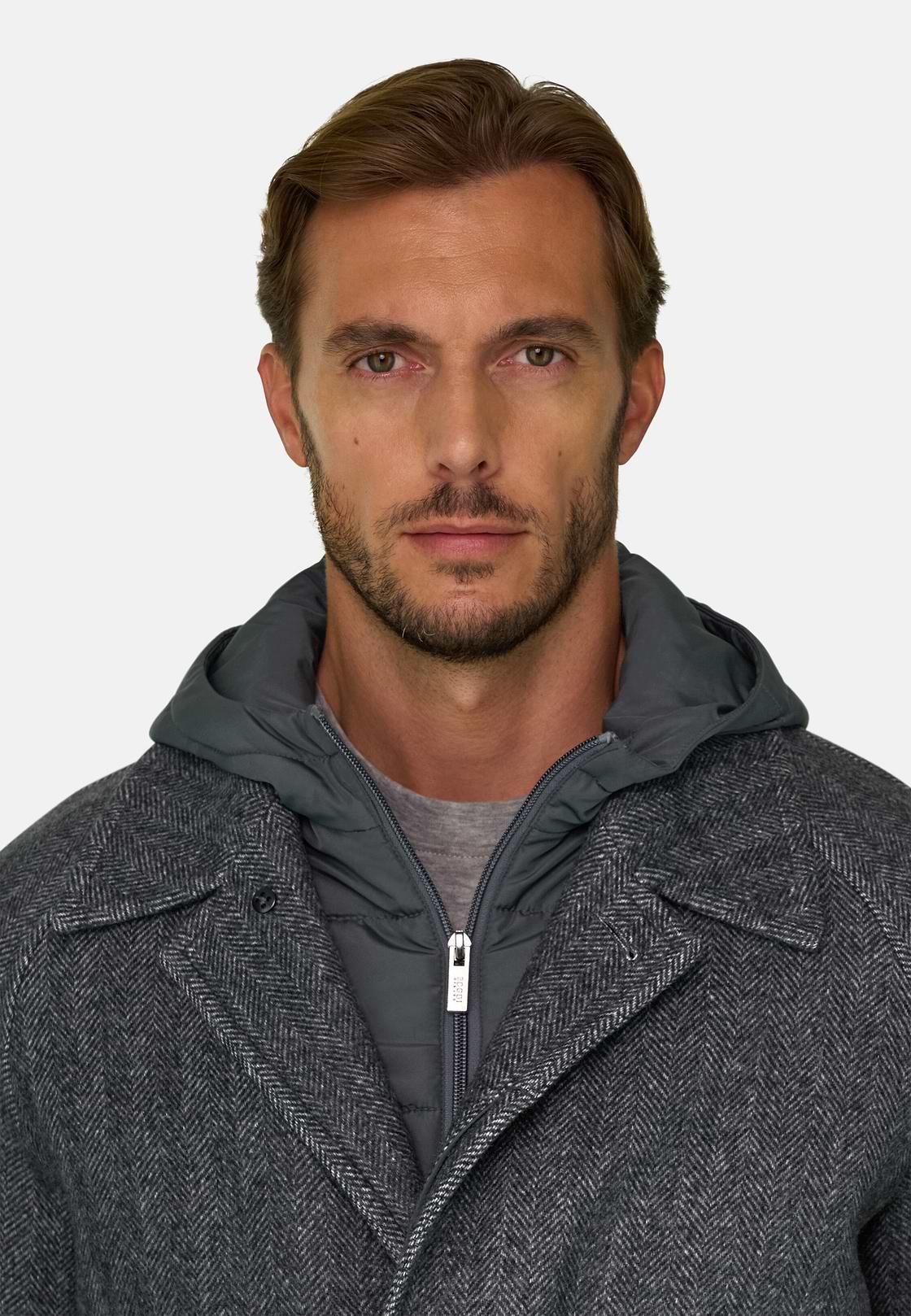 Single-Breasted Coat in Wool Blend, Dark Grey, hi-res, 3