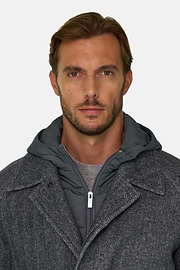 Single-Breasted Coat in Wool Blend, Dark Grey, thumb, 3
