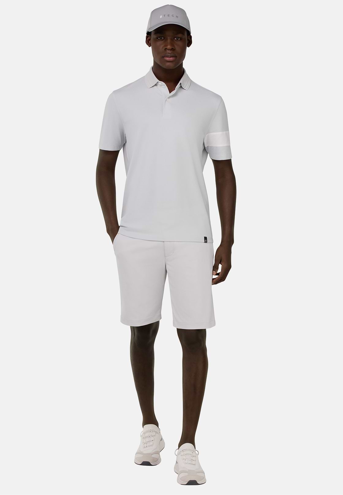 B Tech Stretch Nylon Bermuda Shorts, Ice, hi-res