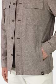 Cotton Linen Shirt Jacket, Brown, hi-res