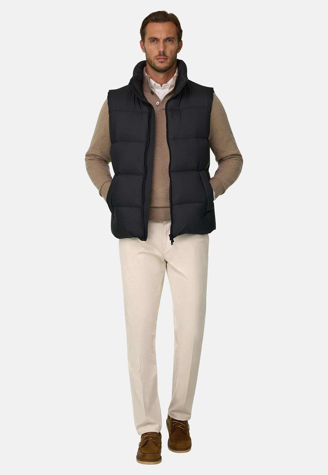 Gilet in Goose Down Technical Fabric, Black, hi-res, 2
