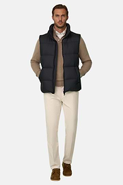 Gilet in Goose Down Technical Fabric, Black, thumb, 2