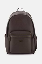 Rucksack in Leather-Effect Fabric, Dark brown, thumb, 1