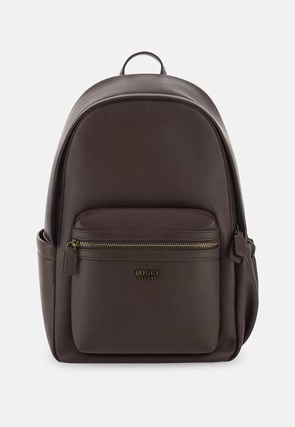Rugzak in Stof met Lederen Look, Brown, hi-res
