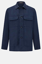 Bond Linen Shirt Jacket, Navy blue, hi-res