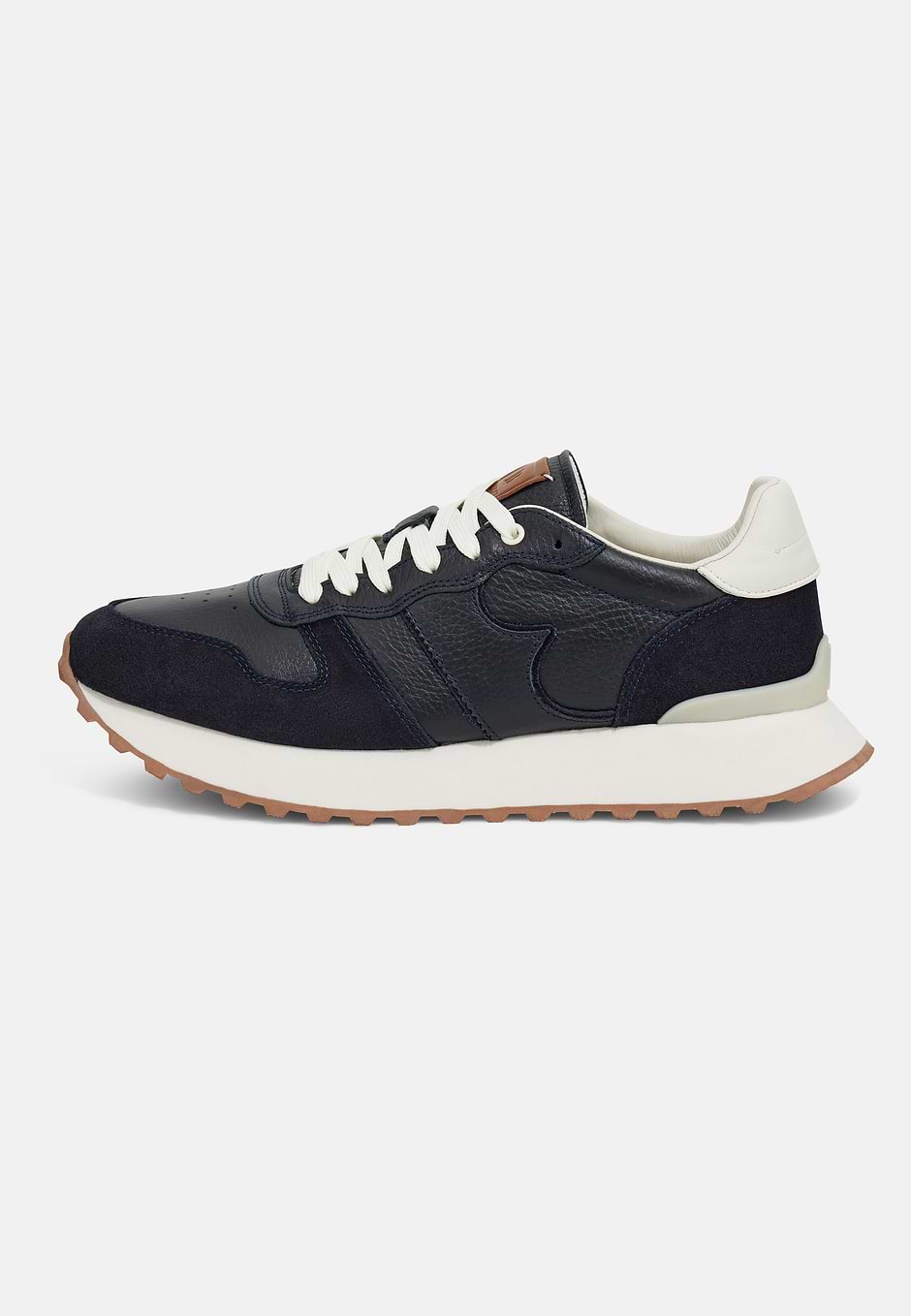 Sneakers In Pelle Bottalata, Navy, hi-res