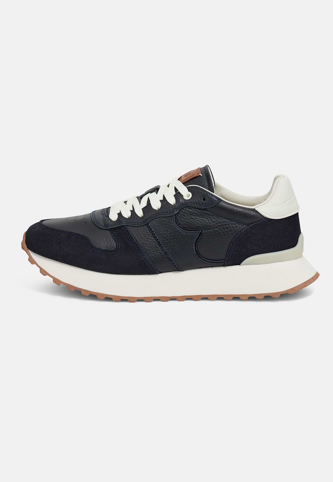 Tumbled Leather Trainers., Navy blue, hi-res