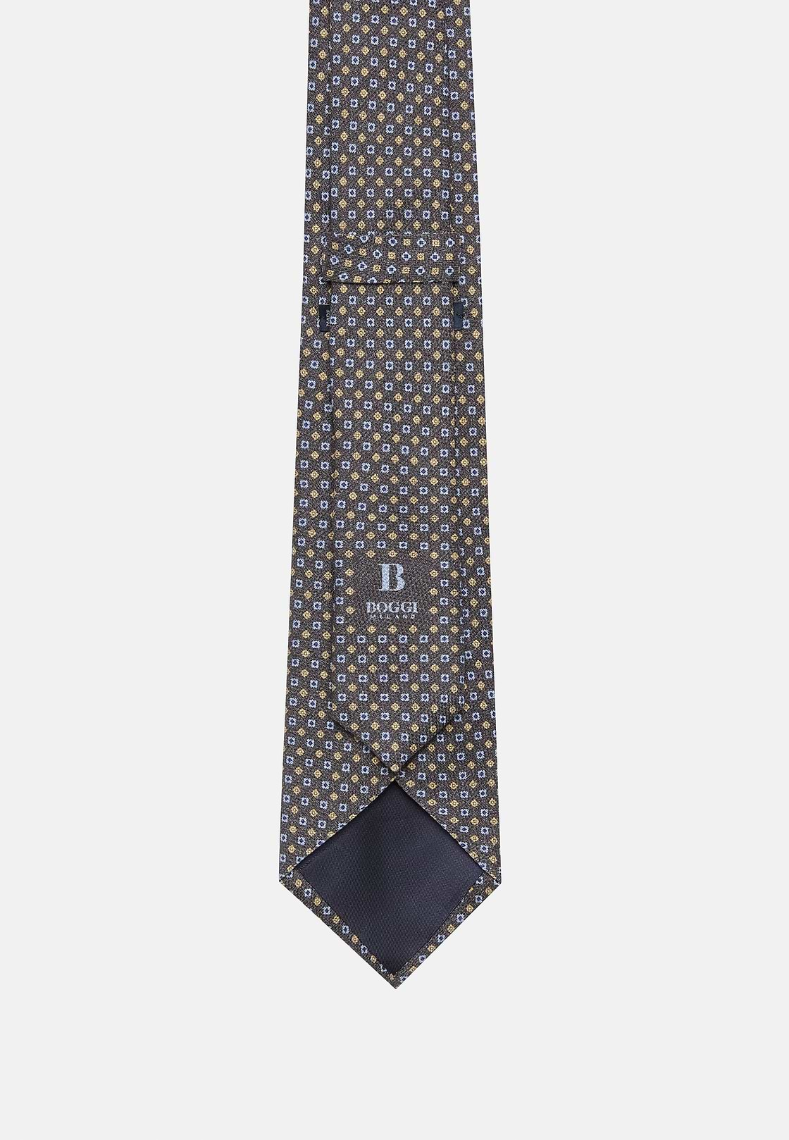 Silk Tie with Medallion Motifs, Dark Grey, hi-res