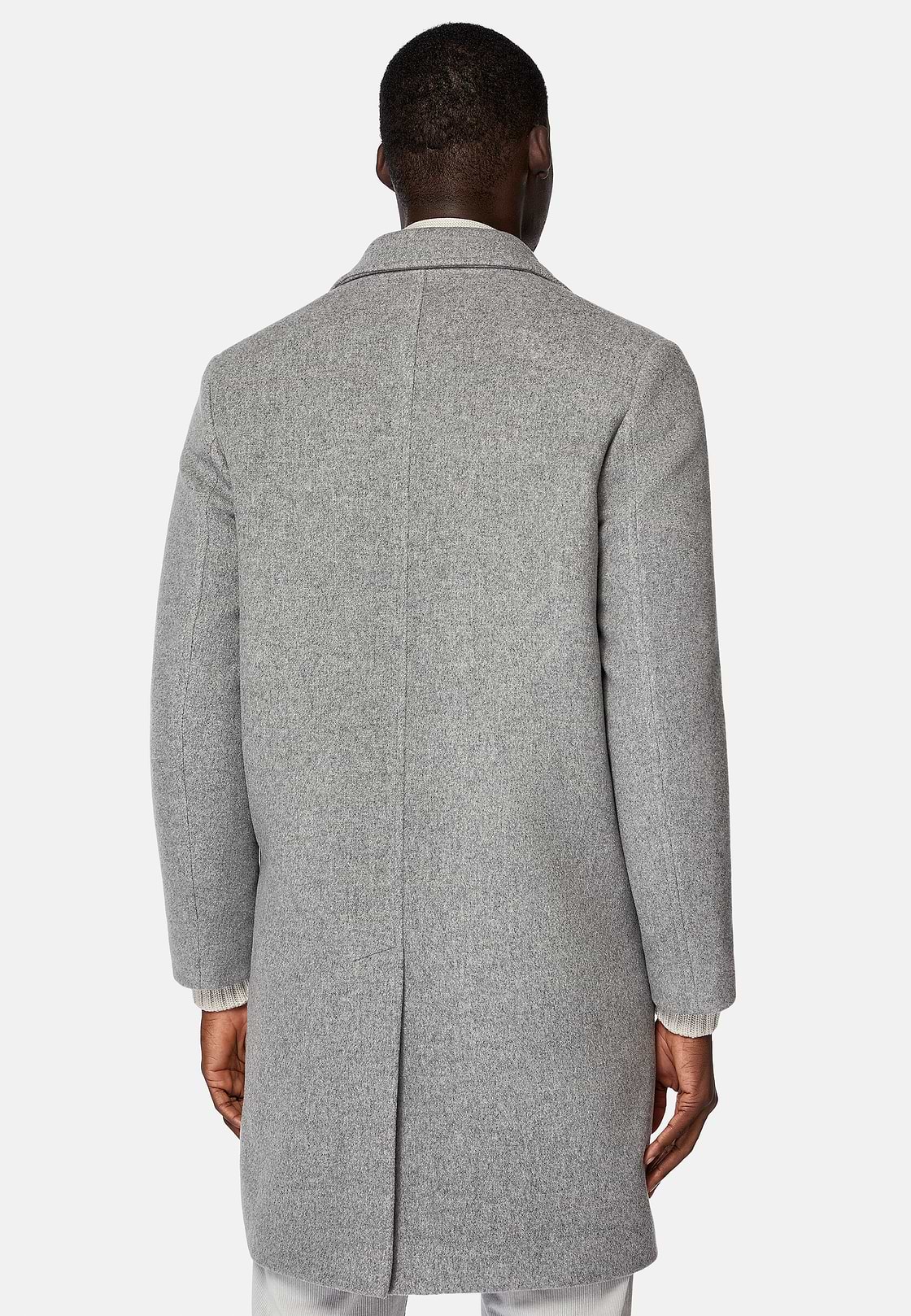 Single-breasted Wool Coat, Grey, hi-res