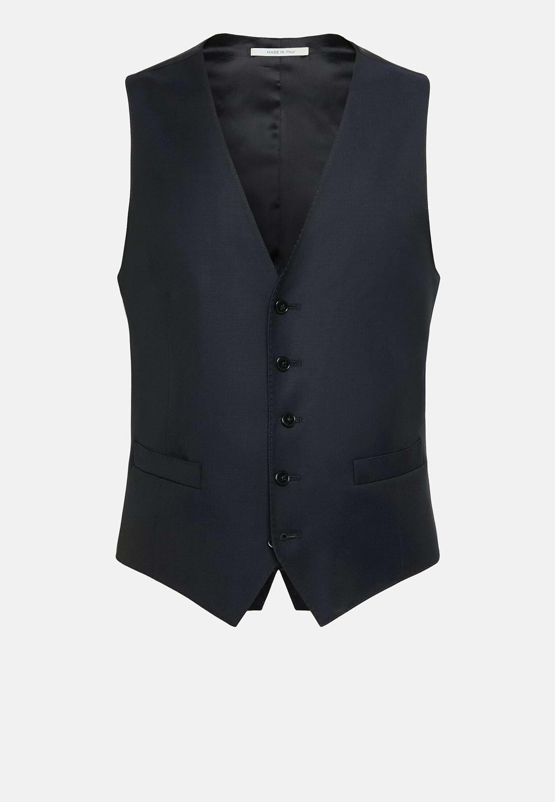 Navy Wool Twill Waistcoat, Navy blue, hi-res, 5
