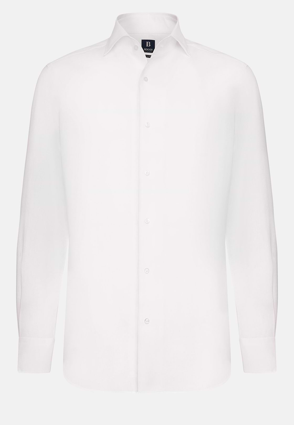 Camisa Blanca de Lino Regular Fit, Blanco, hi-res