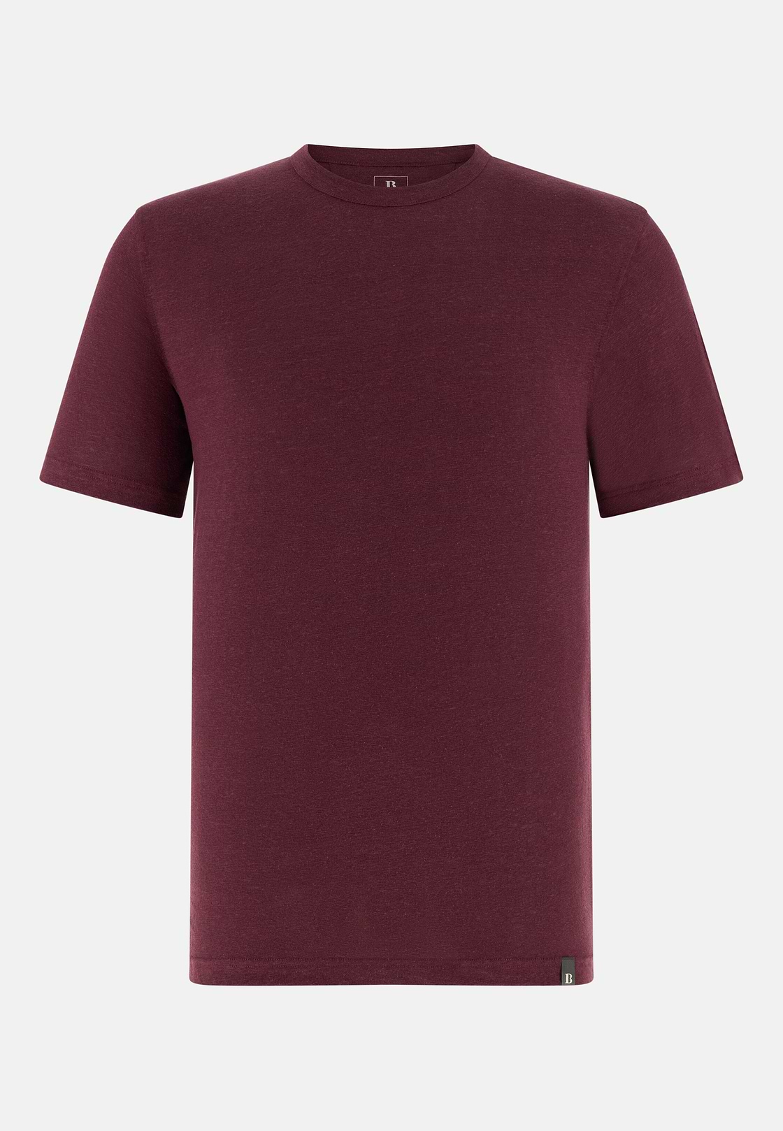 T-Shirt Aus Stretch-Leinen-Jersey, Burgundy, hi-res, 5